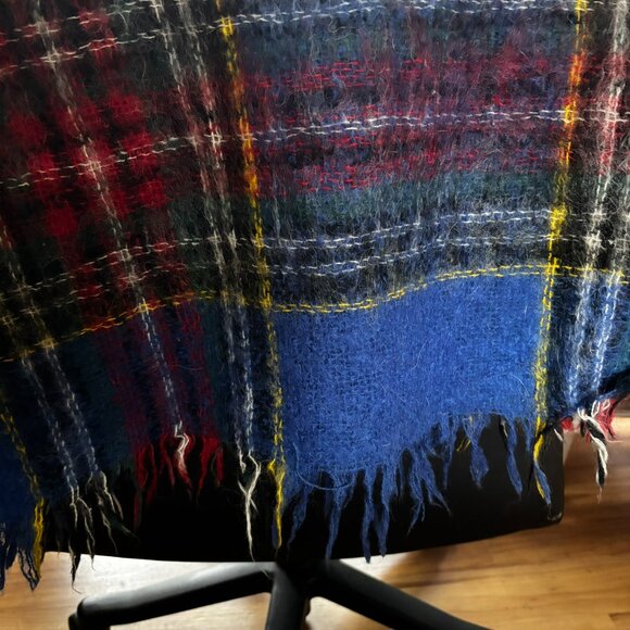 Geoffrey Highland Crafts Vintage plaid BLUE throw blanket - Picture 3 of 4